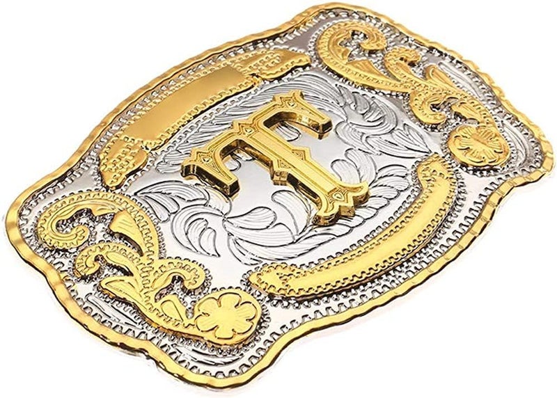 WMG Western Belt Buckle Initial Letters ABCDMRJ to Z Cowboy Belt Buckle, Rodeo Buckles for Men & Women Fits Up to 2 Inch Belts - Image 1